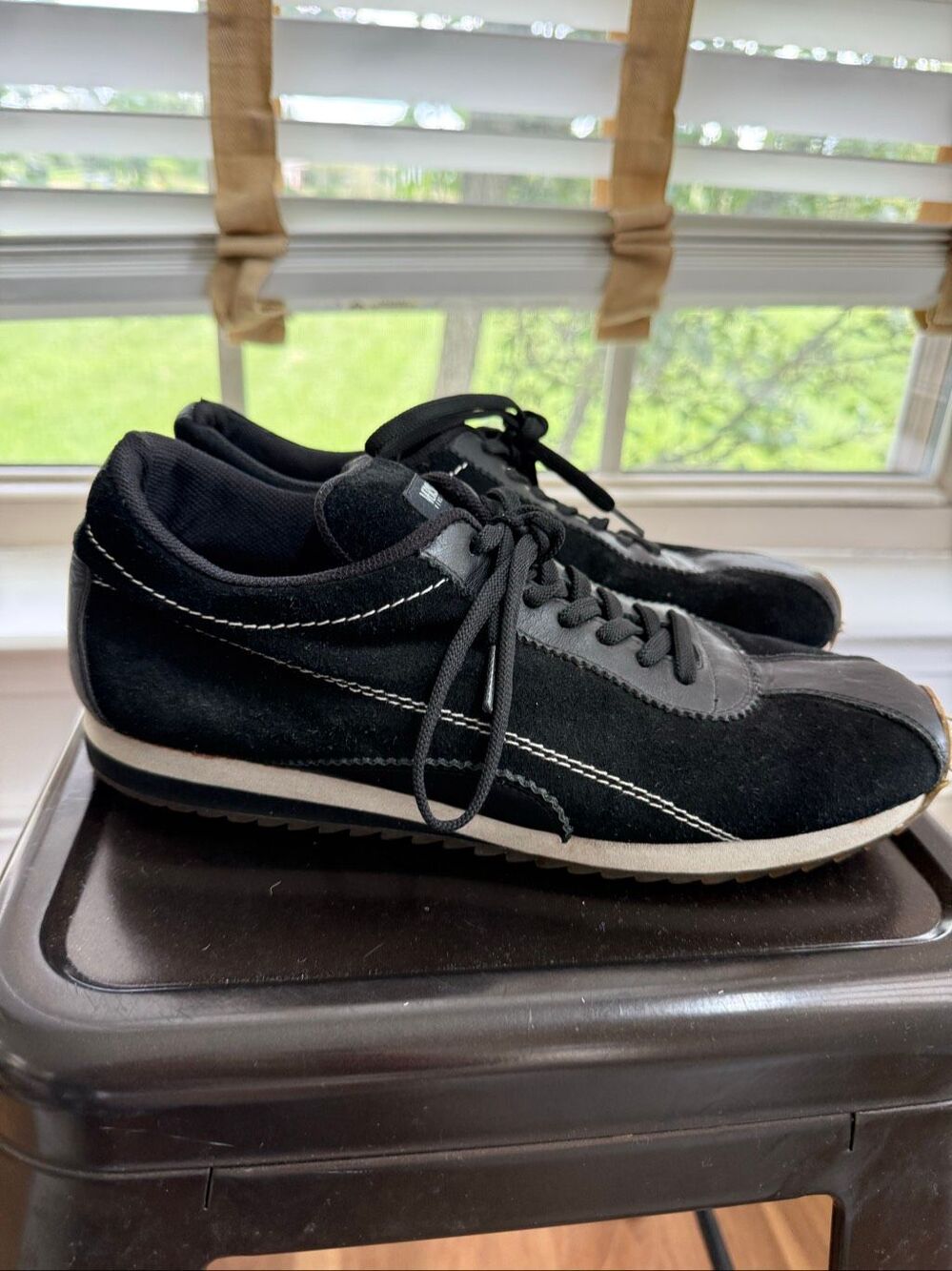 Vintage 90s Y2K Versace Versus Black Suede Running Sneakers Unisex Mens 8 Womens